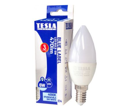 Tesla - LED gyertyaizzó, E14,6W, 230V, 470lm, 4000K, 180°