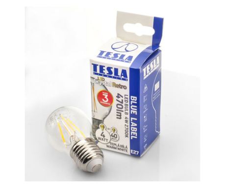 Tesla - LED minigömb FILAMENT RETRO izzó, E27, 4W, 230V, 470lm, 2700K, 360°,clear