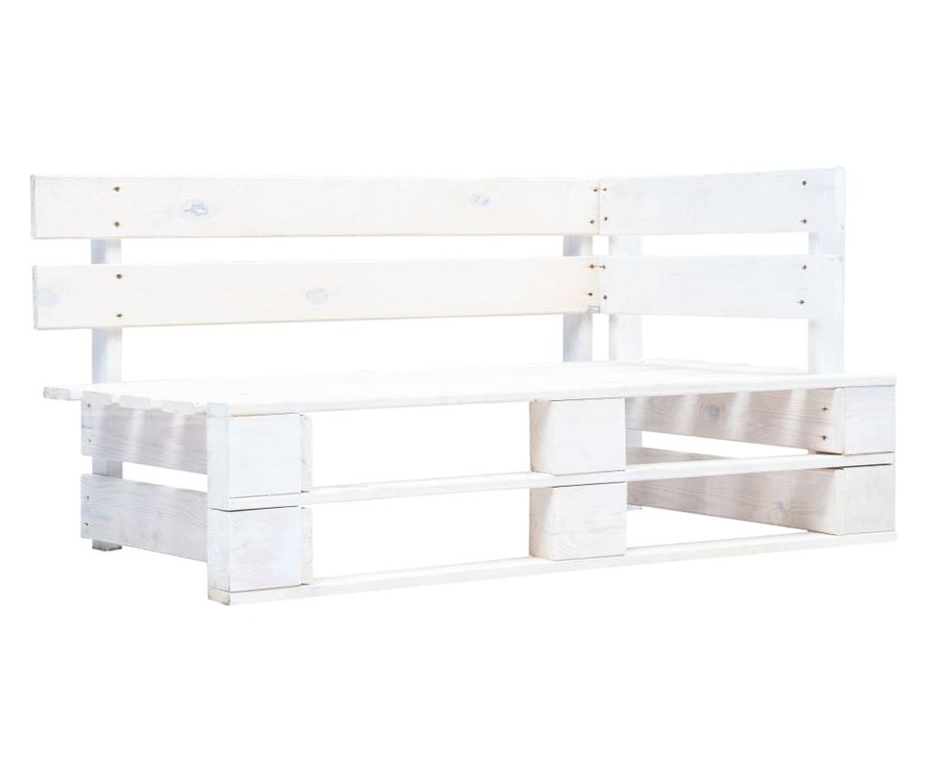 Sofa od paleta za dvije osobe, s jastucima, od bijelog borovine. - 2