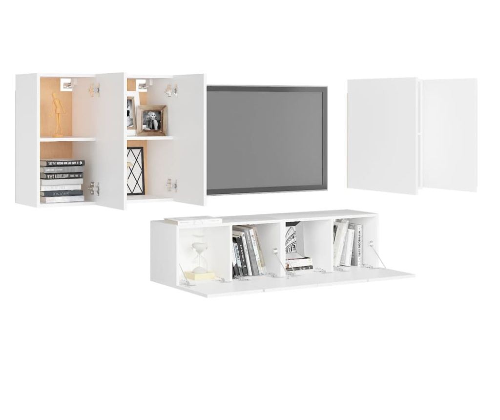 Set TV ormarića, 6 komada, bijeli, iverica - 3