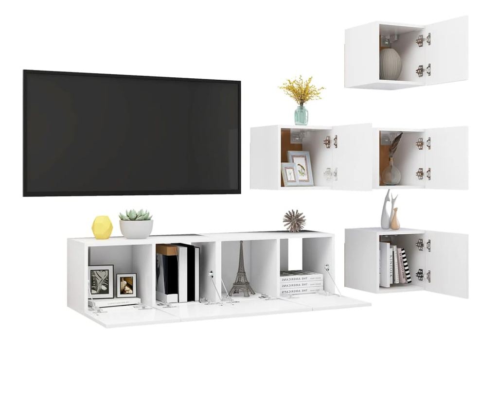 TV Ormarić Set, 6 Komada, Bijeli, Iverica - 3