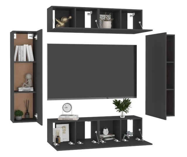 Set TV ormari, 6 komada, crna, PAL