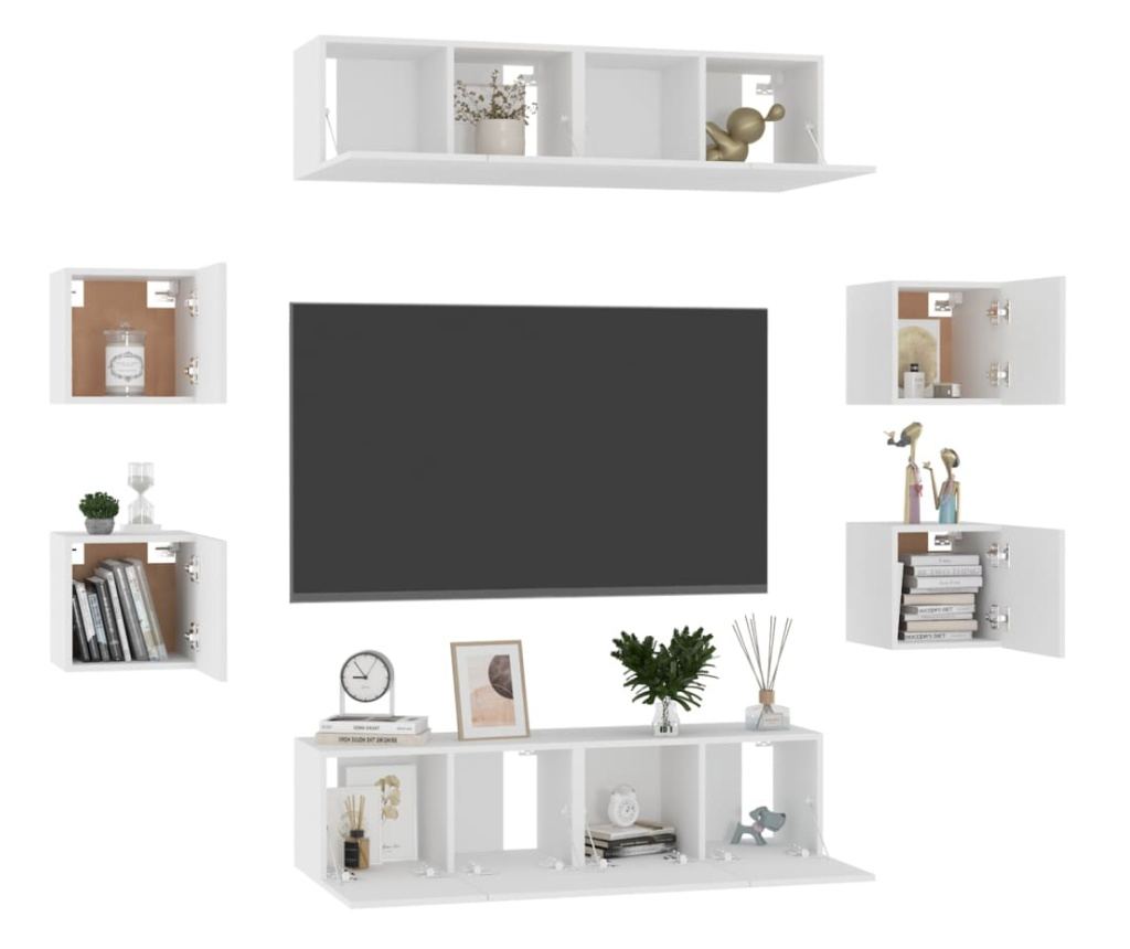 Set TV ormarića, 8 komada, bijeli, iverica - 3