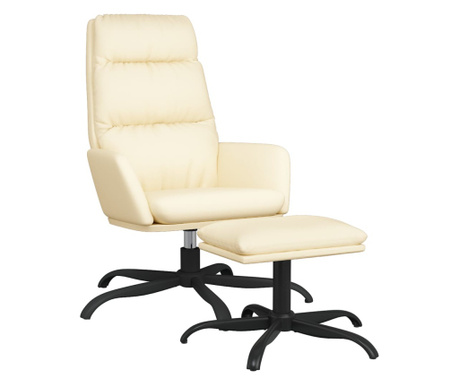 Relaxační křeslo se stoličkou krémové umělá kůže