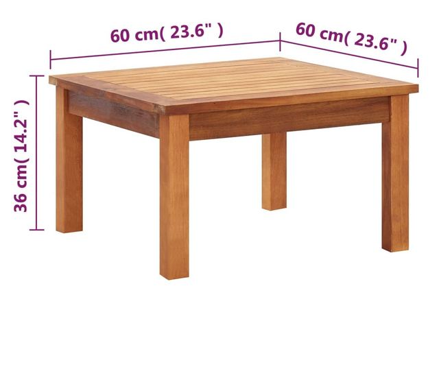 Măsuță de cafea de grădină, 60x60x36 cm, lemn masiv acacia