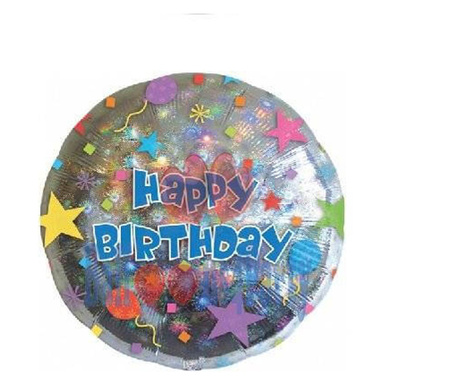 Balon folie Happy Birthday confetti 43cm