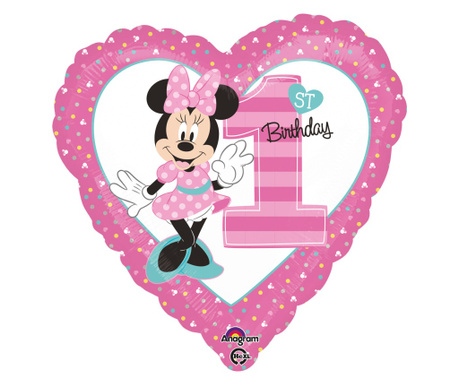 Balon folie Minnie 1st Birthday 43cm 026635343503
