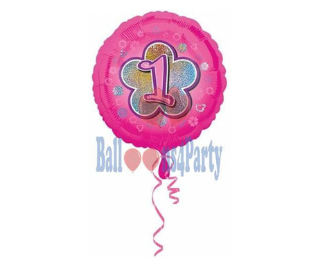 Balon folie Floare aniversare 1an roz 45cm