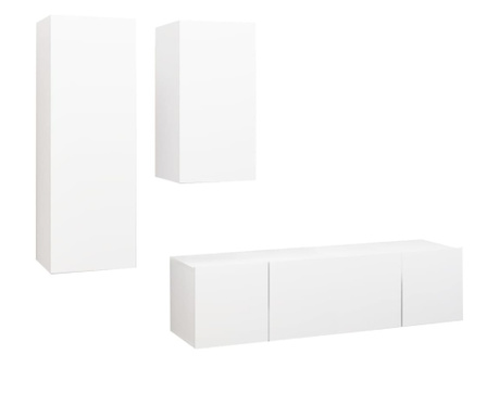 Комплект ТВ шкафове от 4 части, бял, ПДЧ