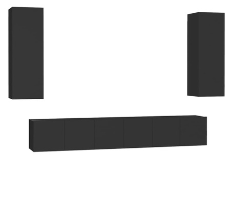 Комплект ТВ шкафове от 5 части, черен, ПДЧ