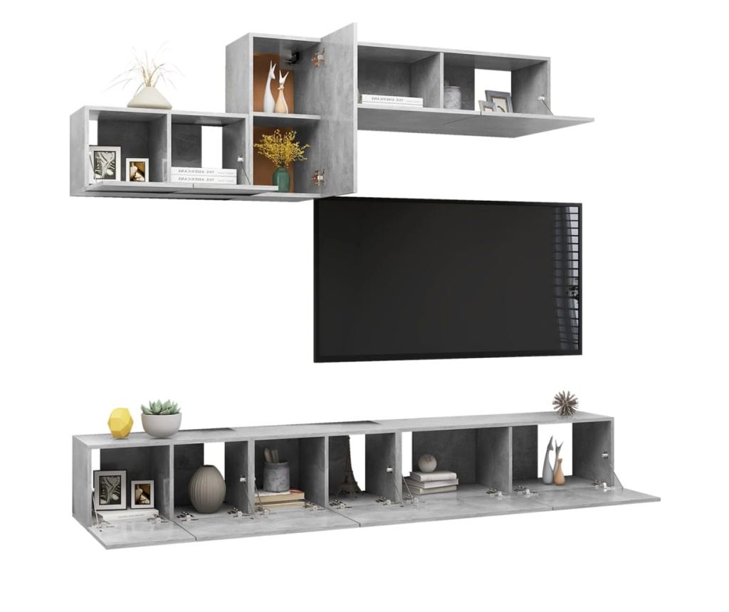 TV Ormarić Set, 6 Komada, Betonsko Siva, Iverica - 3