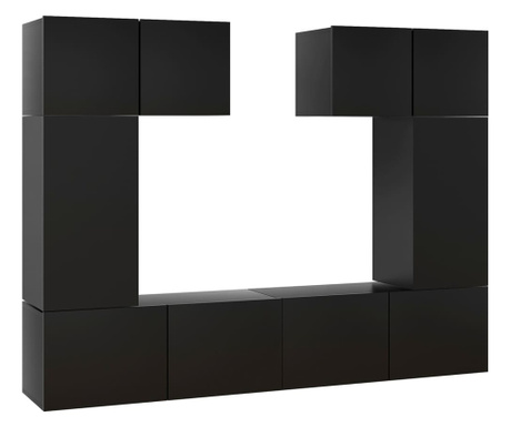 Set dulapuri TV, 6 piese, negru, PAL