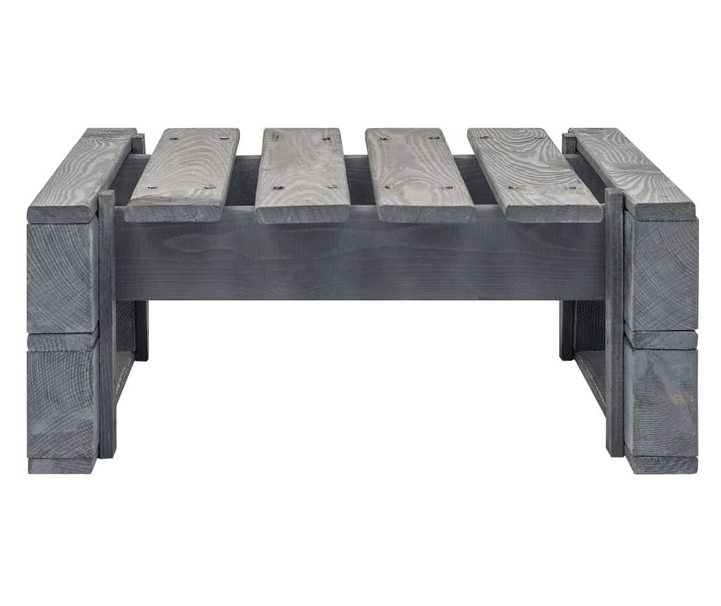 Vrtna klupa od paleta, siva, drvo - 2