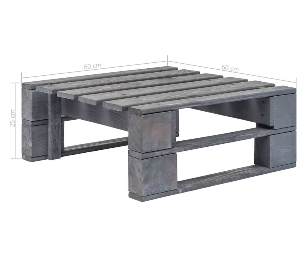 Vrtna klupa od paleta, siva, drvo - 5