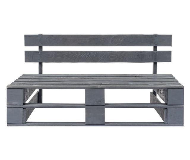 Canapea de mijloc din paleți de grădină, gri, lemn pin tratat