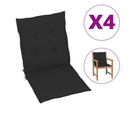 Възглавници за градински столове, 4 бр, черни, 100x50x4 см