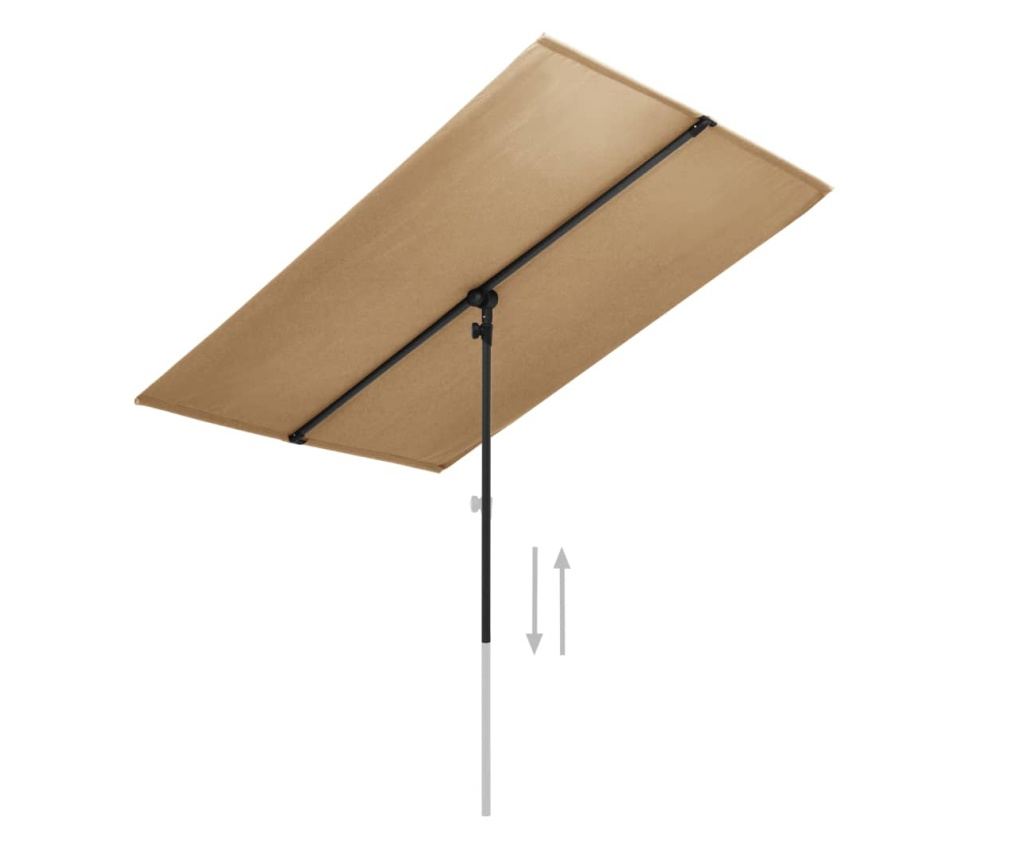 Vrtni suncobran s aluminijskom šipkom 2 x 1,5 m smeđe-sivi - 8