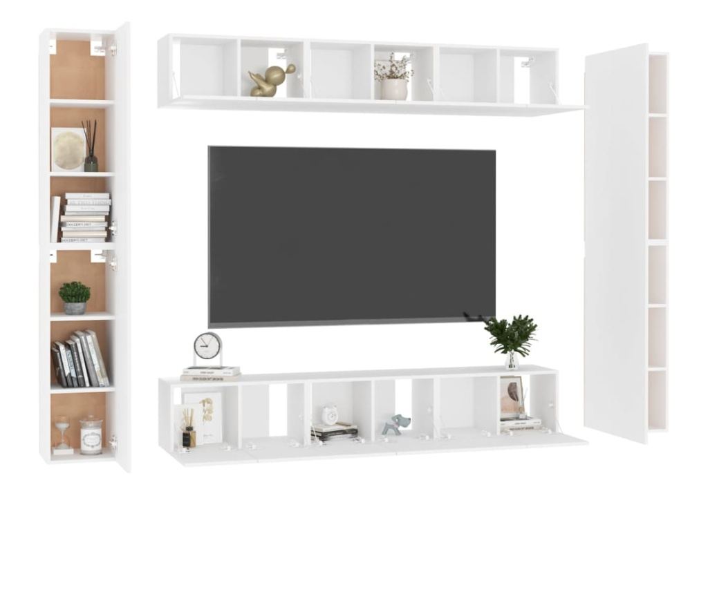 TV Ormarić Set, 10 Komada, Bijeli, Iverica - 3