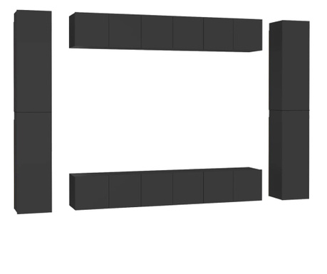 Комплект ТВ шкафове от 10 части, черен, ПДЧ