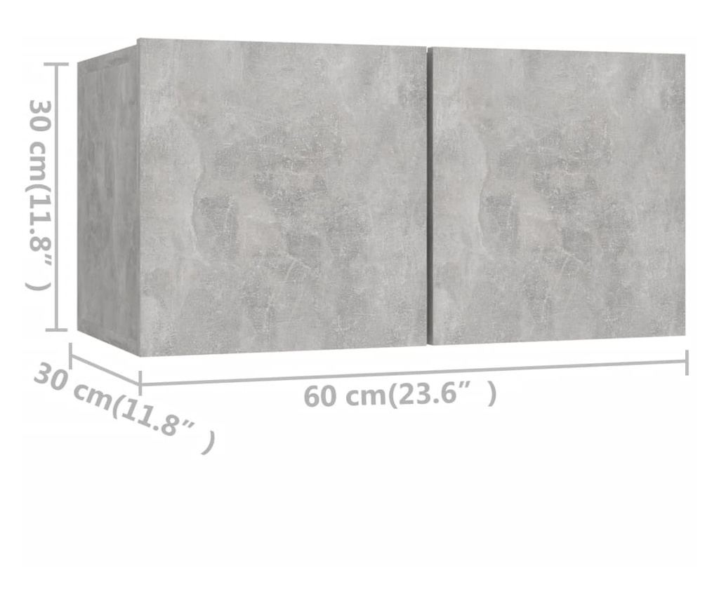 TV Ormarić Set, 4 Dijela, Betonsko Siva, Iverica - 7