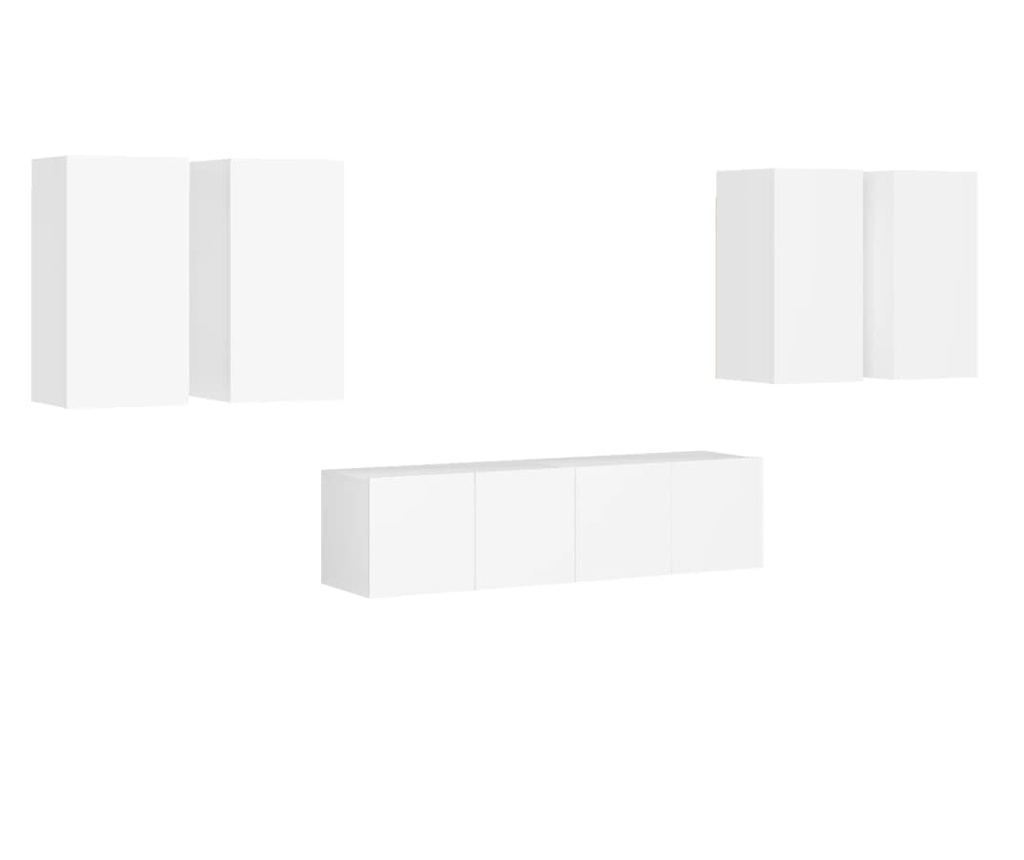 Set TV ormarića, 6 komada, bijeli, iverica - 2