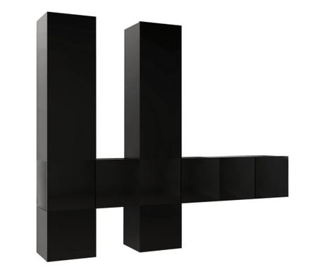 Комплект ТВ шкафове от 7 части, черен, ПДЧ
