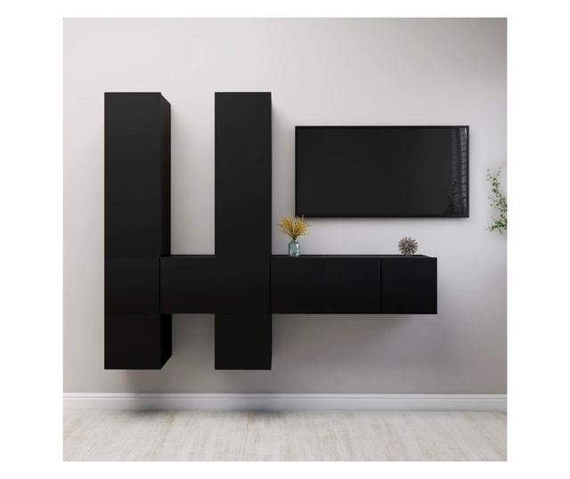 7-dijelni set TV ormarića crni od iverice