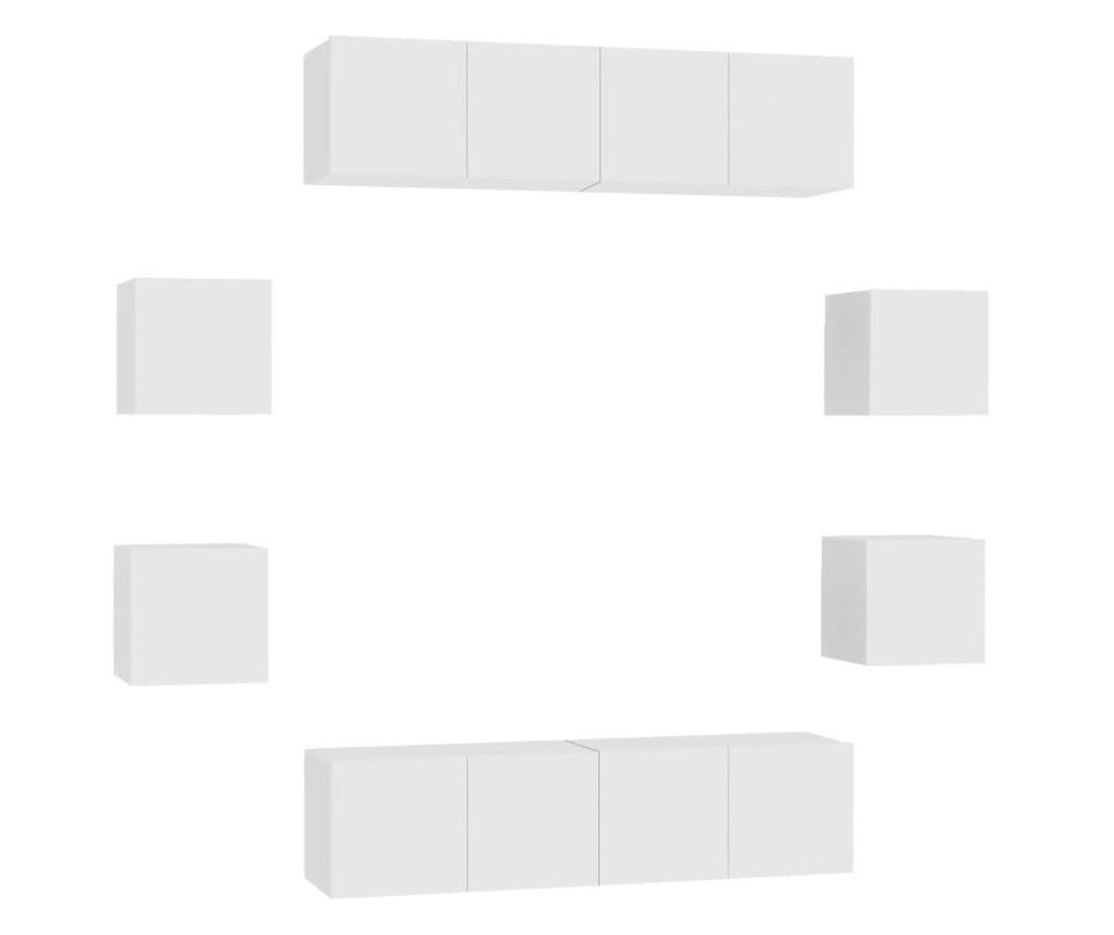 Set TV ormarića, 8 komada, bijeli, iverica - 2