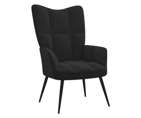Scaun de relaxare, negru, catifea