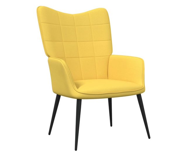 Scaun relaxare cu taburet, galben muștar, 62x68,5x96 cm, textil