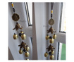 Вятърно звънче с цвете камбанула и 7 златни камбанки за дома или градината, модел Буда