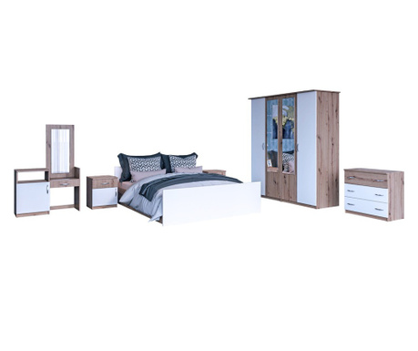 Set dormitor Kim Nova RO, 160x60x200cm, stejar aur K003 / alb