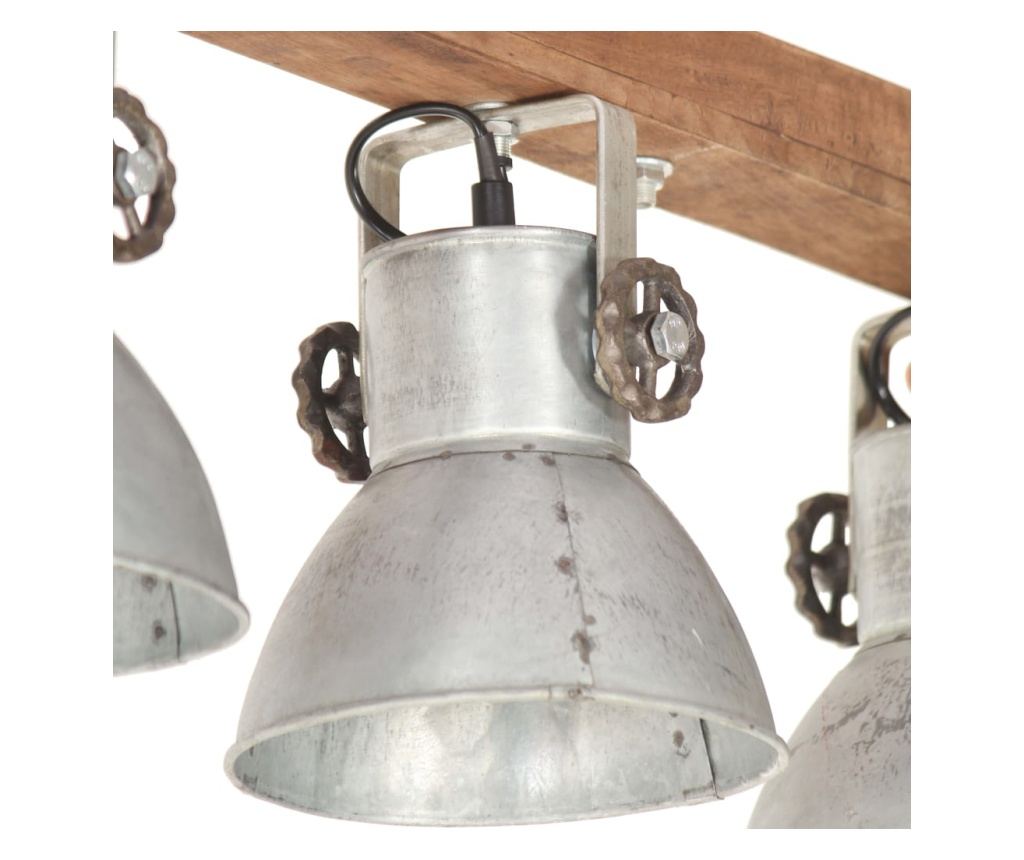 Industrijska viseća lampa, srebrna, drvo manga, E27 - 6