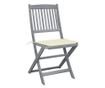 Външни сгъваеми столове с възглавници, 4 бр., Масивна акациева дървесина thumbnail 2