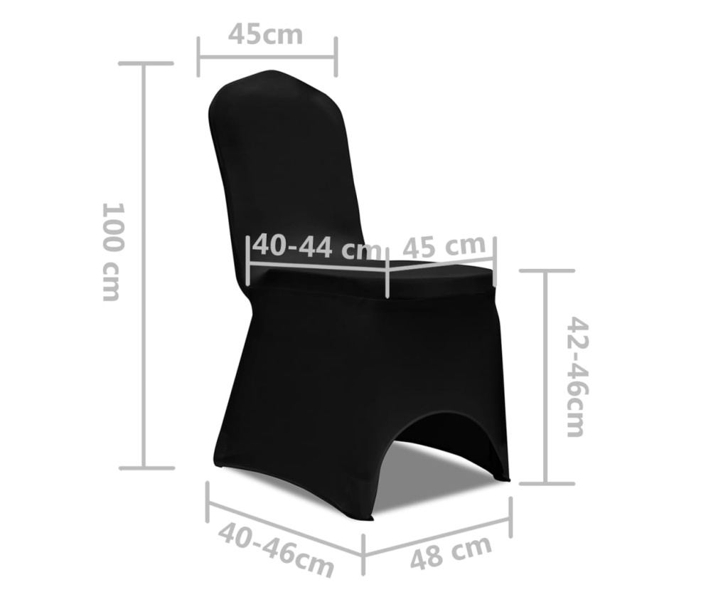Husă de scaun elastică, 6 buc., negru - 8