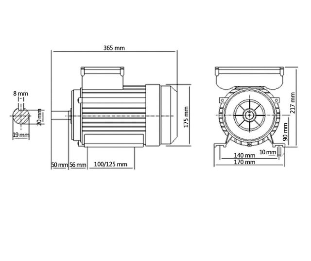 Jednofazni električni motor 2,2 kW / 3 KS 2 pola 2800 o/min