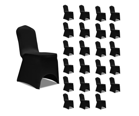 Huse de scaun elastice, 24 buc., negru