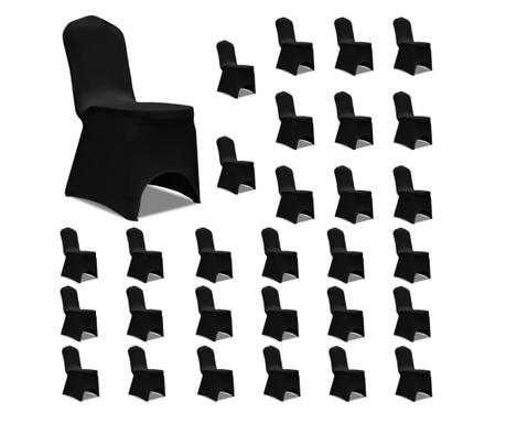 Huse de scaun elastice, 30 buc., negru