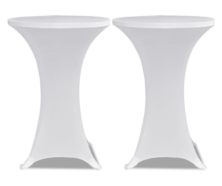 Bijeli rastežljiv stolnjak za stolove Ø60 2 kom