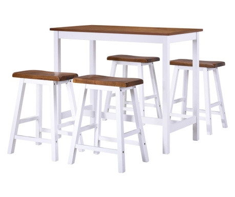 Set masă și scaune de bar, 5 piese, lemn masiv
