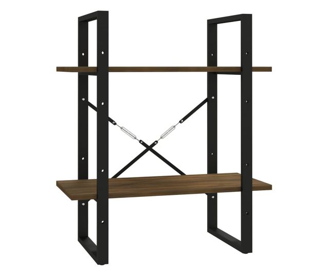 2-szintes barna tölgyszínű szerelt fa könyvszekrény 60x30x70 cm