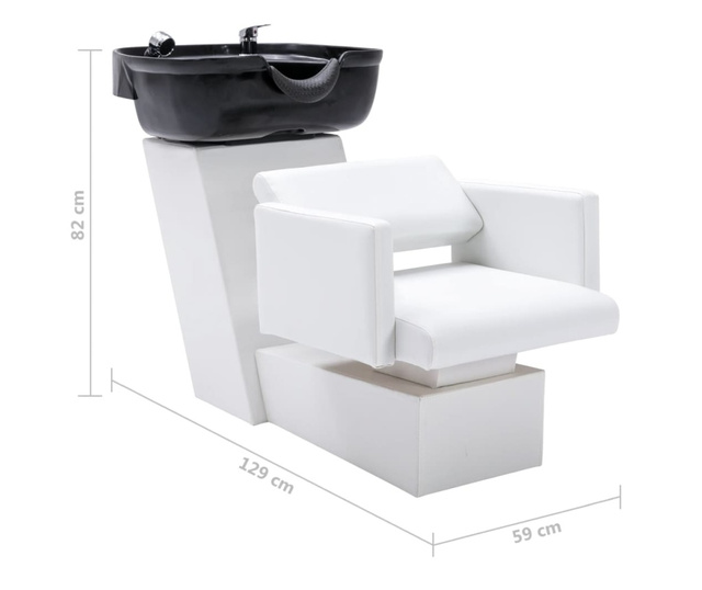 Stolica s umivaonikom bijelo-crna 129x59x82 cm od umjetne kože