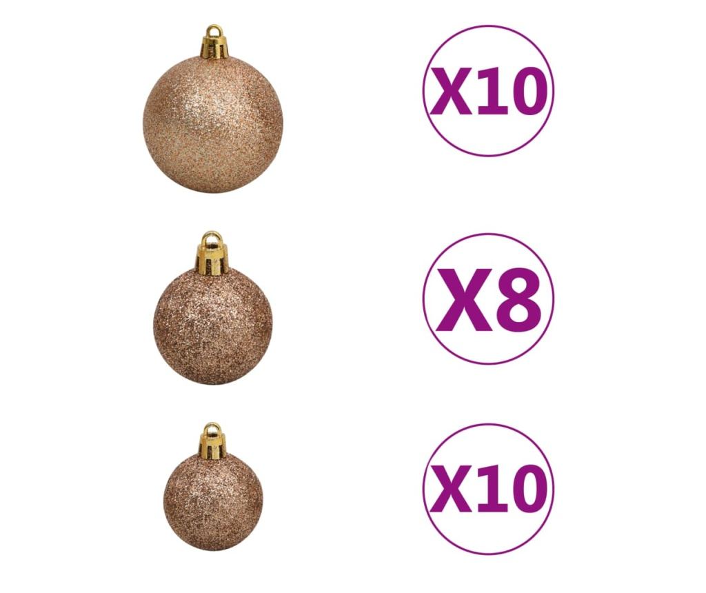 Božićni set kuglica s vrhom i 300 LED svjetala 120 komada ružičasto zlatne boje - 9