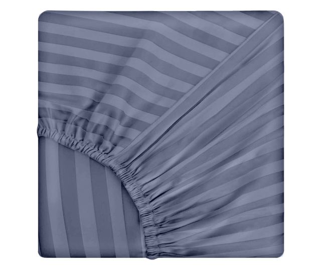 Комплект спално бельо за двойно легло с еластичен чаршаф и квадратна калъфка, елегантност, дамаска, 1 см райе 130 г/м², антрацит