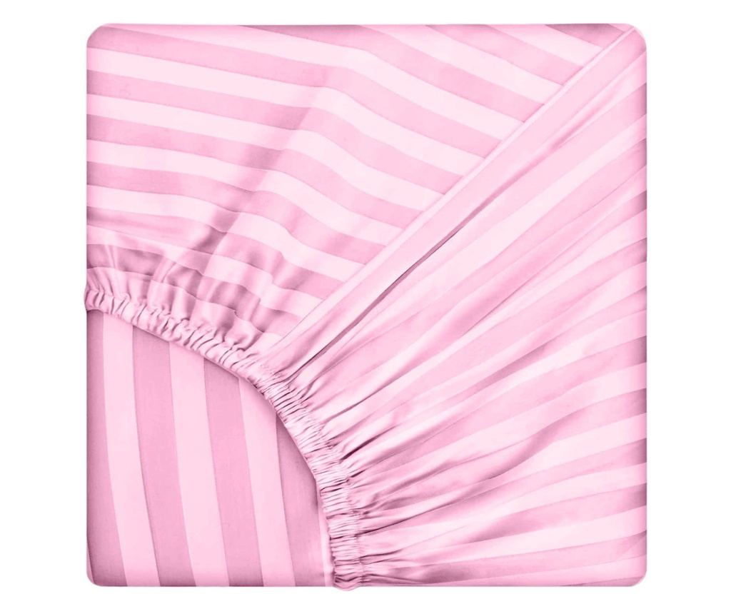 Чаршаф с ластик 180x200 см, 100% памучен дамаск, Розов Sofi 180/200/20см - 3