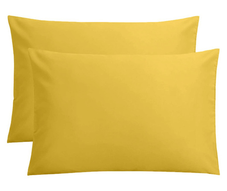 Комплект от 2 калъфки за възглавници от 100% подсилен памук, плътност 120 гр/м2, жълти, 40/40см Sofi