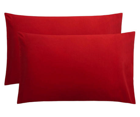 Комплект от 2 калъфки за възглавници от 100% подсилен памук, плътност 120гр/м2, Червени, 40/40см Sofi