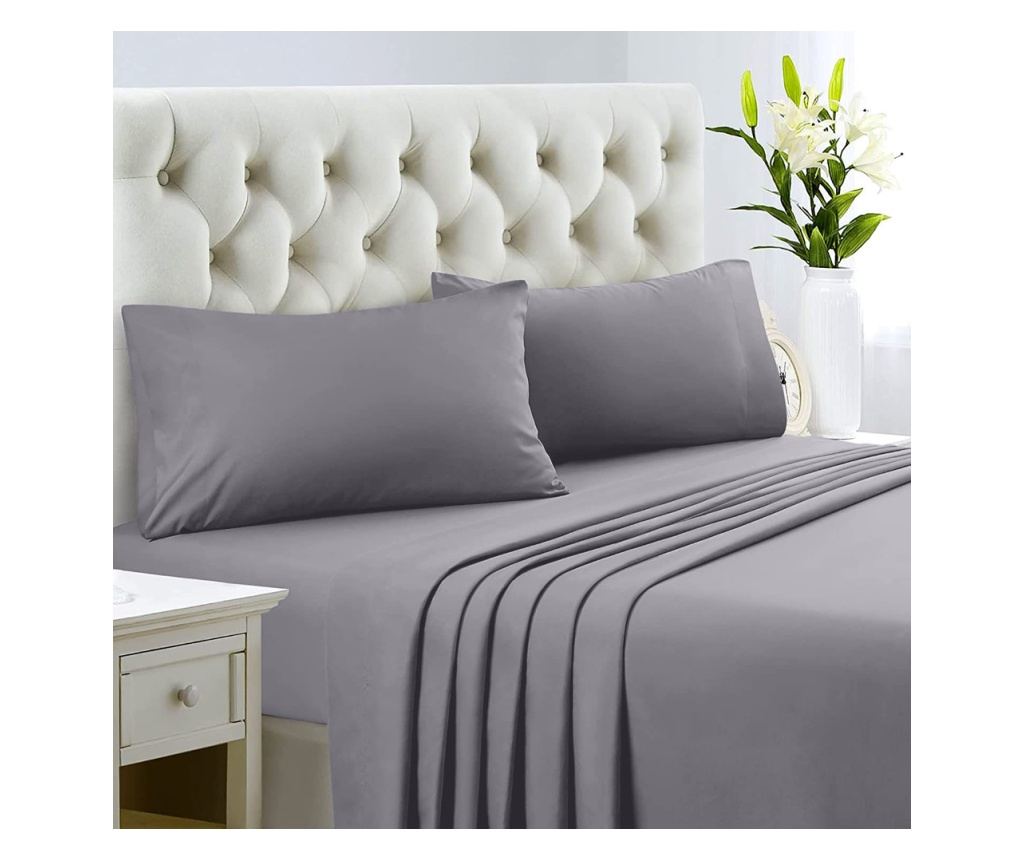 Чаршаф с ластик от 100% ранфорс памук, плътност 120 г/м², сив Sofi 90x200x20 см - 2