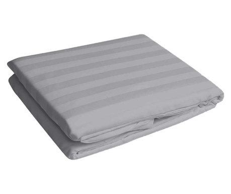 Cearsaf de pat cu elastic 180x200 cm, 100% bumbac damasc, gri Sofi