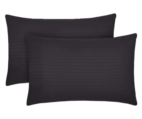 Set 2 huse perna 50x70 cm, 100% bumbac damasc, negru Sofi